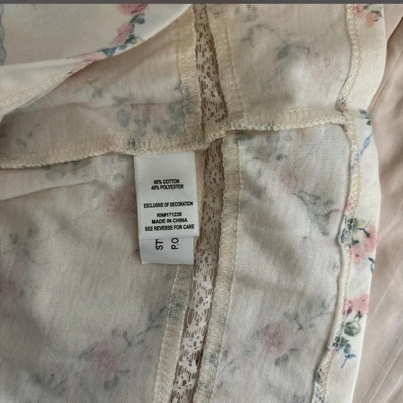 Self Esteem Floral V-Neck Blouse - Cream and Pink - Picture 6 of 6